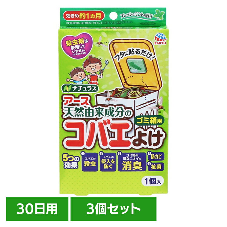 【3個】虫ケア用品 虫よけ 小バエ コバエこないアース ゴミ箱用フレッシュミント 30日用 アース あーす 駆除 防虫 ゴミ箱 キッチン 台所 消臭 アース製薬