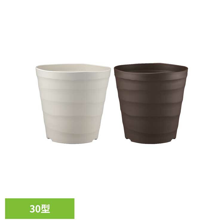 乐天商城 - クラフトポット 30型 手作り 陶器 観葉植物 バラ 果樹 植え替え 部屋 シンボルツリー 通気性 通水性 アップルウェアー ホワイト ダークブラウン