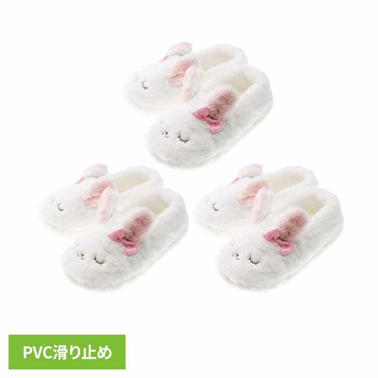 乐天商城 - スリッパ 室内 冬 子供 16cm 18cm 21cm ふわふわ もこもこ かかとあり かかと付 脱げにくい 底裏 PVC素材 滑り止め付 動物 ルームシューズ 室内履き キッズ アニマル ふんわり ファースリッパ ホワイト SH-42238 *