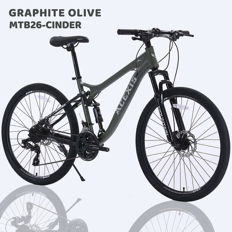 快適空間のお手伝い B&Cの【完成車】ACEXISマウンテンバイクシマノ 24段変速 Cinder マウンテンバイク MTB 26インチ 自転車 前後サスペンション シマノ shimano 21段変速 MTB26 ACEXIS ブラック オリーブ ブルー【TD】 【代引不可】｜アングル3