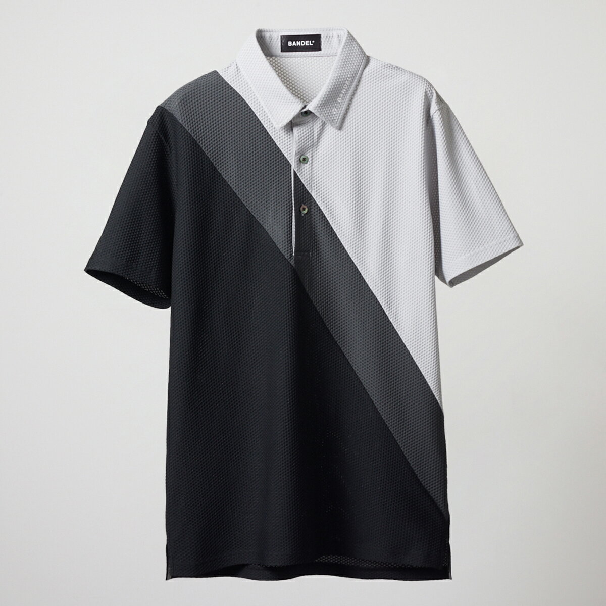 バンデルゴルフ bandel STRIPES SWITCH S/S POLO SHIRTS BANDEL 24SS ポロシャツ 半袖 シャツ ホワイト ブラック バンデル ゴルフ メンズ スポーツ 男性【ウェア】