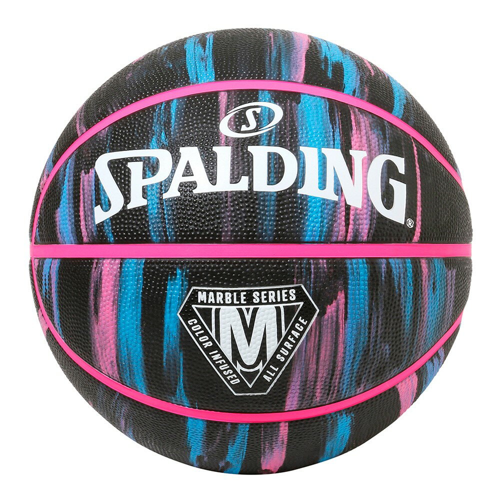 バスケットボール SPALDING ラバーボール マーブル ブラックネオン 6号 外用