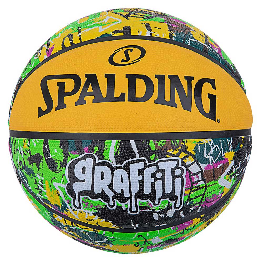 ボール バスケットボール SPALDING ラバーボール グラフィティ グリーン×イエロー 5号 外用