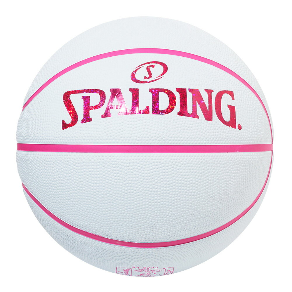 ボール バスケットボール SPALDING ラバーボール ホログラム ホワイト×ピンク 5号 外用