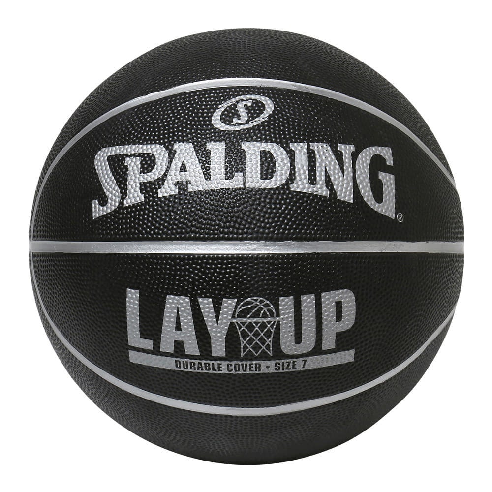 バスケットボール SPALDING ラバーボール レイアップ ブラック×グレー 5号 外用