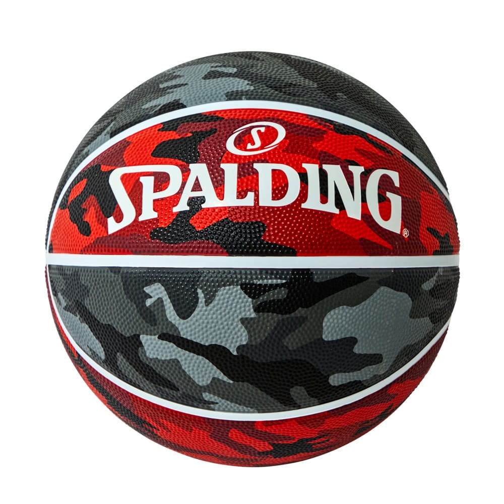 ボール バスケットボール SPALDING ラバーボール マルチカモ レッド×グレー 5号 外用