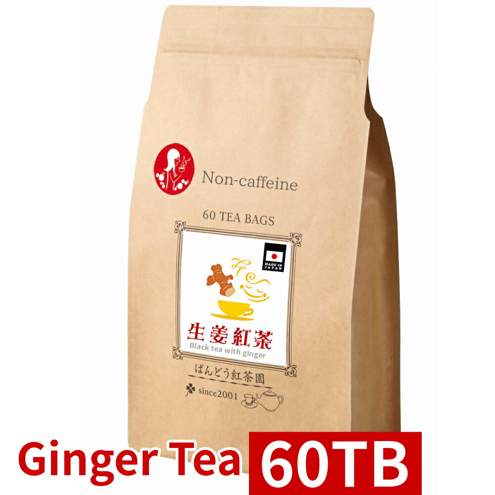 【あす楽】 ノンカフェイン 生姜 紅茶 60 ティーバッグ 150g(2.5g×60TB) 無添加 無糖 無香料 しょうが ショウガ