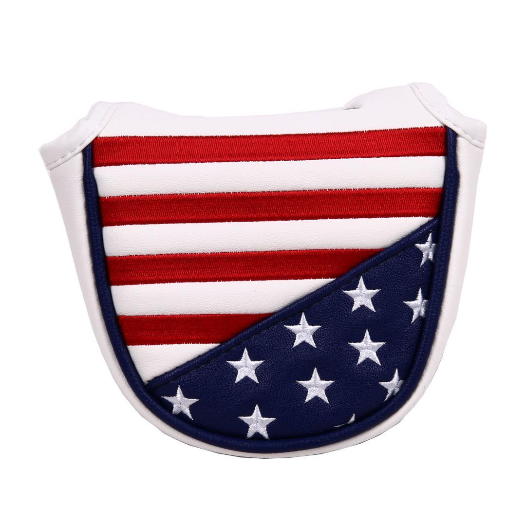 高品質 USA 米国旗　刺繍入り　パターカバー マレット型　マグネット開閉