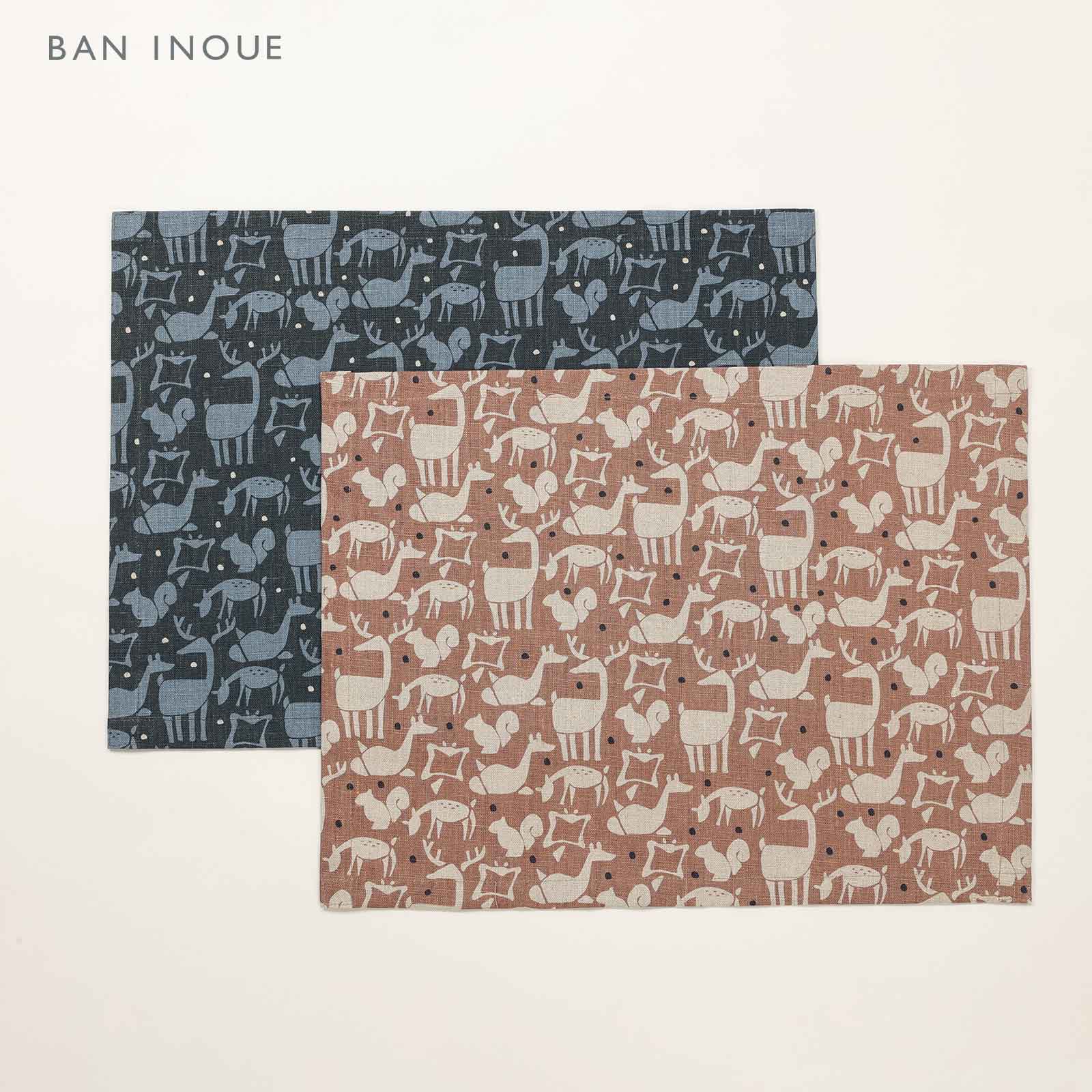 まほろばランチョンマット 奈良公園 リネン100% 日本製 動物 麻 テキスタイル ナチュラル 天然素材 ギフト 贈り物 雑貨 かわいい 奈良土産 奈良の鹿 モモンガ リス プレースマット 敷物 長方形 奈良 BAN INOUE 井上企画 幡 ばんいのうえ ban inoue 公式