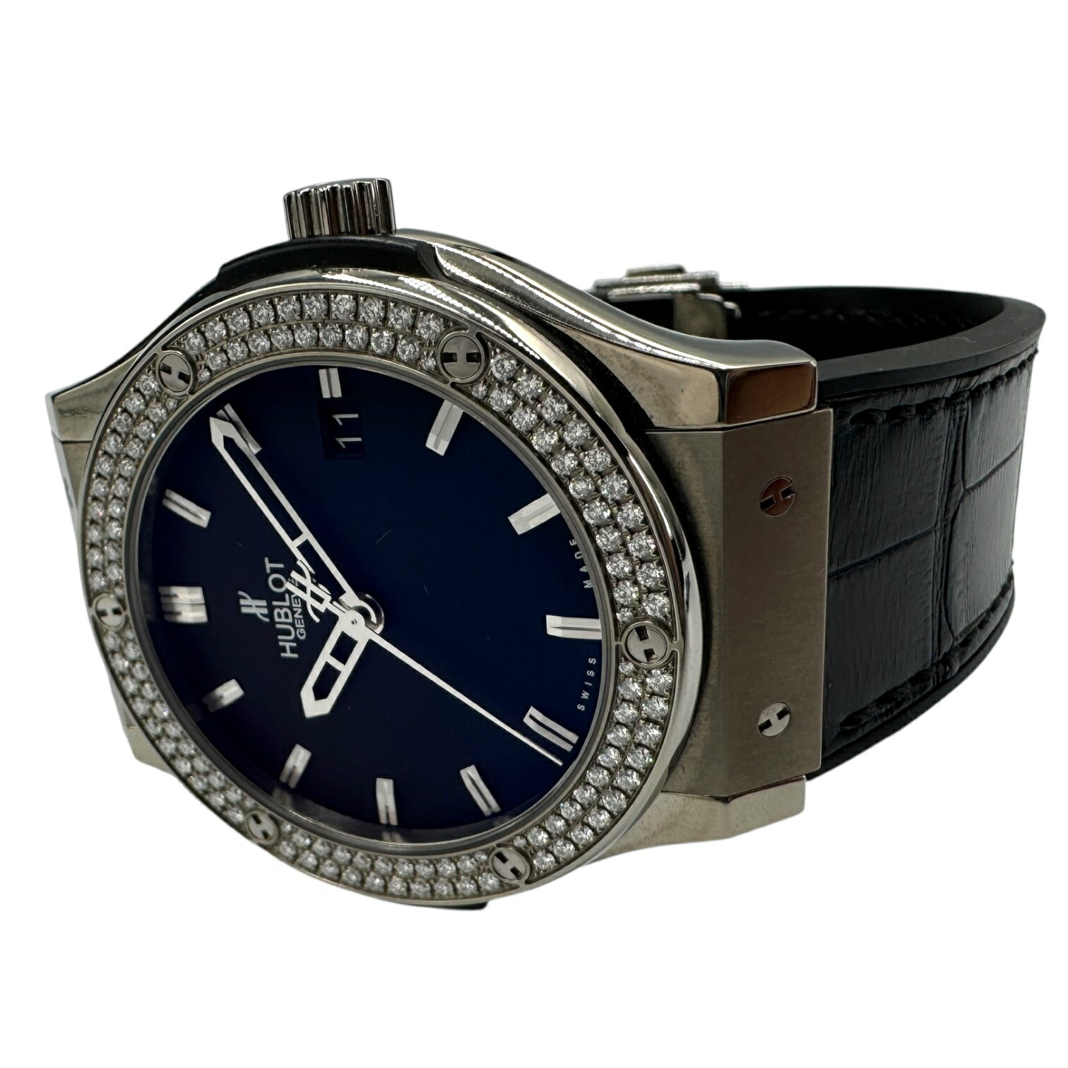 【中古】HUBLOT ウブロ 511.ZX.1170.LR.1104 ダイヤベゼル クラシックフュージョン デイト 箱 自動巻き メンズ hublotクラシックフュージョン 高級腕時計 ブランド メンズウォッチ 中古腕時計メンズ ブランドウォッチ 男性腕時計ブランド ウブロクラシックフュージョン