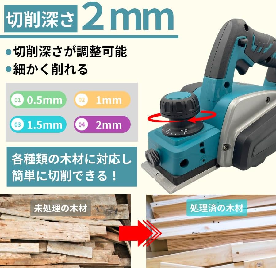 電気カンナ 大工 研磨式 電動木カンナ 木工用 電気かんな 刃幅82mm 切削深さ2mm 切...