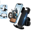 バイク スマホホルダー クイックリリース 振動吸収 片手操作可能 ミラー&ハンドル対応 自転車・原付・オートバイ用 スマホスタンド マウント 4.7-6.8インチ ブラック プラスチック