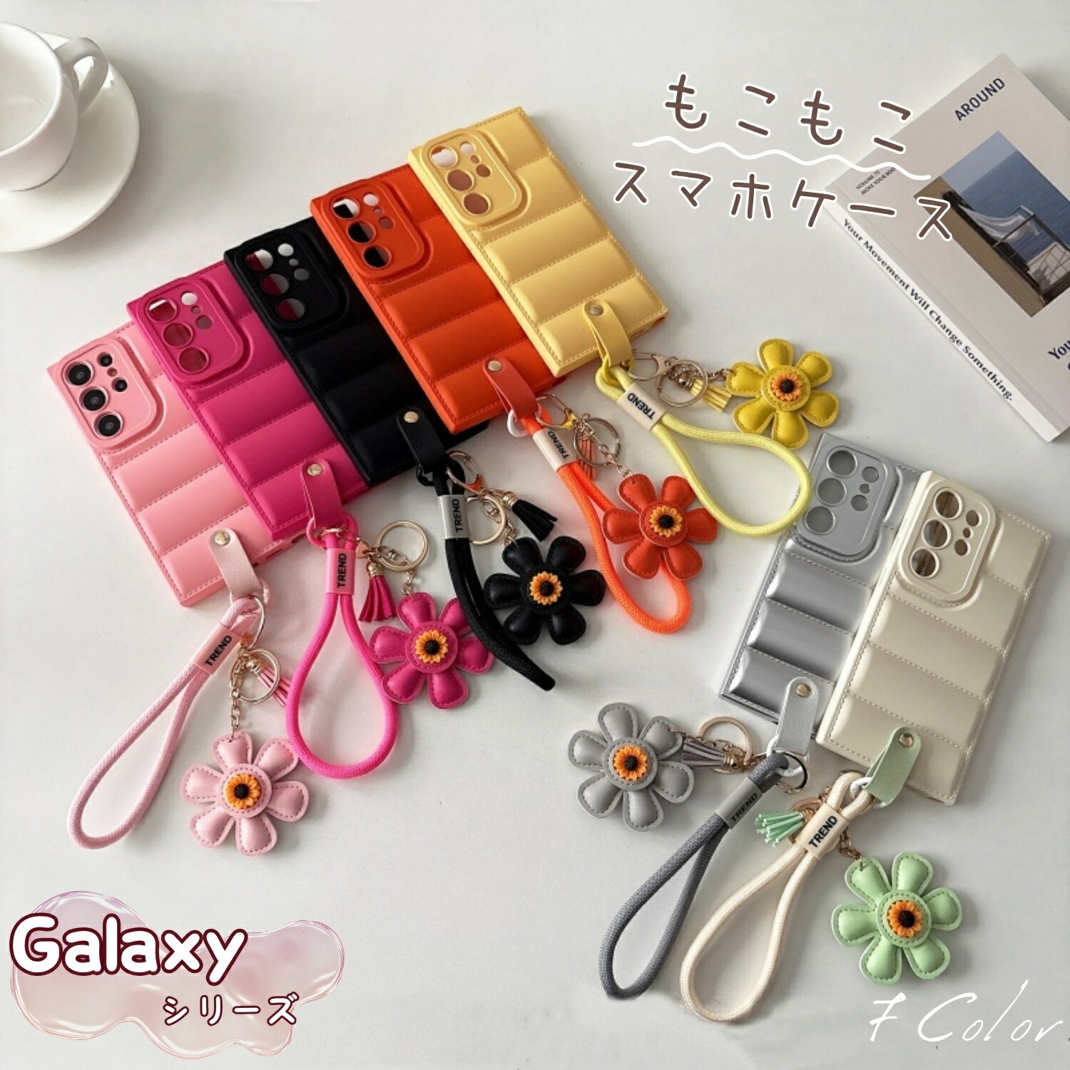 Galaxy A36 5G ケース ポコポコ Galaxy S25 Ultra S24 S23 FE 5G A55 5G ケース ぷっくり Galaxy S22 S21 S20 Ultra ケース Galaxy A54 A53 A52 A32 5G ケース Galaxy S21+ S20+ 5G ケース スマホケース カバー ハナ はな 花 ハンド ストラップ かわいい おしゃれ もこもこ