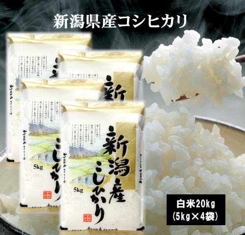 1年産【乾式無洗米】新潟県産こしひかり20kg(5kg×4袋) お米 米 無洗米 2...