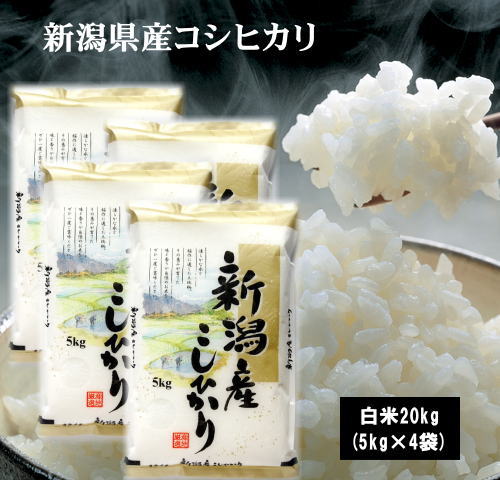 平成30年新潟県産こしひかり20kg(5kg×4袋) お米 米 コシヒカリ 20kg 送料無料