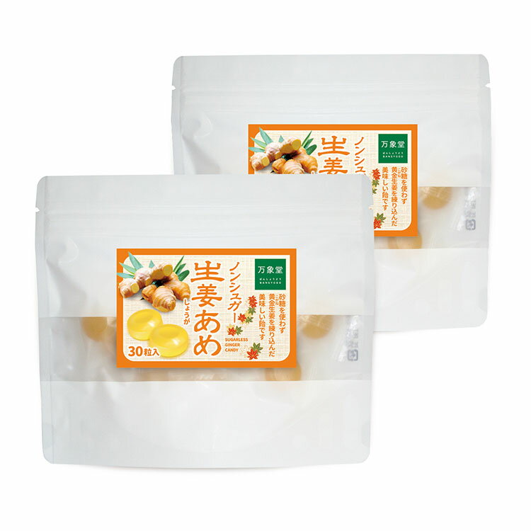 シュガーレス 生姜 飴 30粒×2 キャンディー あめ 送料無料 しょうが ノンシュガー 糖質オフ ジンジャー のど飴 ハーブキャンディー アメのサムネイル