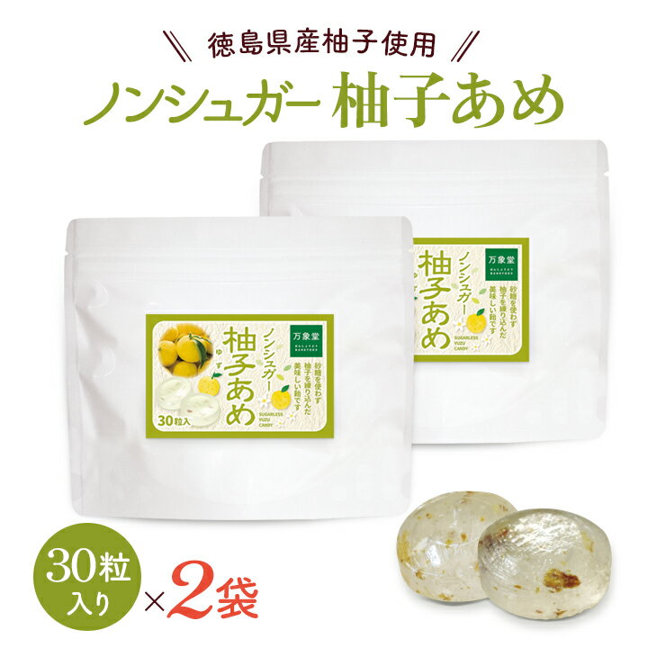 楽天万象堂 桑の葉 よもぎ茶 馬油販売【お得な2袋セット】シュガーレス 柚子 飴 キャンディー ゆず 30粒×2 あめ 送料無料 お菓子 ユズ ノンシュガー 糖質オフ 糖質制限 のど飴 ハーブキャンディー アメ