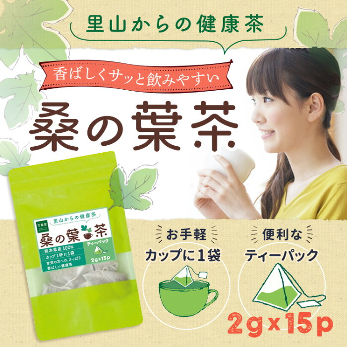 桑の葉茶 ティーパック 2g×15包 くわ茶 くわの葉茶 国産 青汁 無農薬 ノンカフェイン 熊本県産 送料無料 糖質制限 カフェインレス