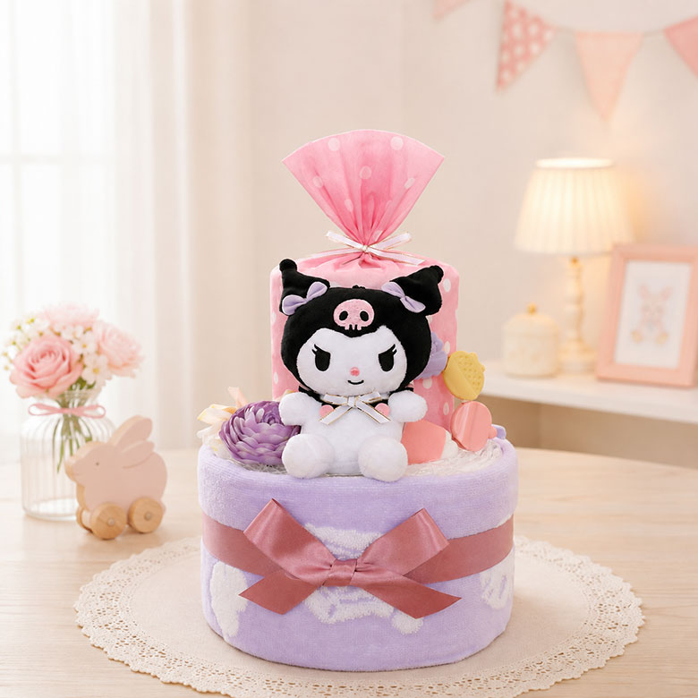 ★ おむつケーキ 送料無料 ★ ≪利用シーン≫ 出産祝い、ベビーシャワー、誕生日　（0歳、1歳）、ハーフバースデー、女の子、男の子、男女兼用 / ラッピング無料 メッセージカード無料 のし無料/ 2段 オムツケーキ ☆おむつは、下記からお選びいただけます。 パンパース新生児（〜5kgのベビー用/テープ）： 28枚 パンパースSサイズ (4〜8kgのベビー用/テープ）： 25枚 パンパースMサイズ (6〜11kgのベビー用/テープ）： 21枚 メリーズ新生児（〜5kgのベビー用/テープ）： 24枚 メリーズSサイズ (4〜8kgのベビー用/テープ）： 20枚 メリーズMサイズ (6〜11kgのベビー用/テープ）： 17枚 ■クロミマスコット ■フェイスタオル（サイズ：34×80cm） ■歯がため（トイローヤル、対象年齢：3カ月～） 【大きさ】約直径20cm×高さ30cm ※装飾のお花の色や種類は変更になる場合があります。 ※他の商品との同梱不可です。 【ラッピングについて】 おむつケーキは、透明のOPP袋で包んでリボンをおつけしています。（無料） 中身が見えるので、取扱いにも安心で、すぐに使わない場合はそのまま飾れます。 中身が見えないラッピングをご希望の場合は有料（＋150円）にて承っております。 ご注文時にラッピング変更ボタンで選択ください。 （※中が見えないので取扱いには十分ご注意くださいね） ご希望の方に持ち運びに便利な手さげ袋を同梱しています。 メッセージカードをご希望の方は、ご注文時の備考欄にメッセージ本文をご入力ください。（60文字以内／携帯絵文字不可） ※メッセージカードは、はがきサイズのカードに文字をプリントして商品にそえてお送りいたします。 のしをご希望の際は、短冊のしに限り承ります。 備考欄にのしの内容をご記載ください。 【明細書および納品書について】 ギフト商品のため、金額のわかるような書類は一切同梱しておりません。同梱をご希望の方は、ご注文時の備考欄にご記載ください。 ※商品をご注文者様以外の方にお届けする際は、ご注文者様に別途郵送も可能です。 【直送する場合のご案内】 贈り物として当店から直接相手の方へお送りすることも可能です。その際の送り状のご依頼主様欄は、ご注文者様のお名前・ご住所・電話番号を記載し、備考欄に「荷送り主」としてバオ・バブの名前と電話番号を記載しております。 会社名やグループ名でお贈りされる場合は、ご依頼主様欄を当店として、備考欄に「出荷ご依頼主様」として、ご指定のお名前を記載することも可能です。 【日付指定できます！】 ご注文時にご希望の日時をご指定ください。