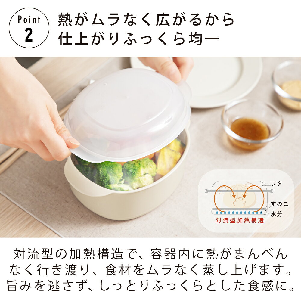 電子レンジ 蒸し器 ヤムスチ (飲茶スチーマー) Recopo &NE 日本製 電子レンジ調理器 せいろ 蒸籠 蒸篭 クッキングスチーマー 電子レンジ対応 食洗機対応 ふっくら 一人暮らし 肉まん 蒸し野菜 蒸し料理 くすみカラー おすすめ 便利 おしゃれ かわいい コンパクト baobabtree-10068016 バオバブツリー サンプル画像3
