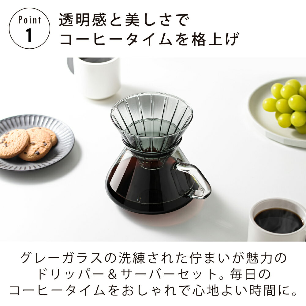 ガラスドリッパー&サーバー nikii cafe &NE ドリッパーサーバー 耐熱ガラス コーヒ...