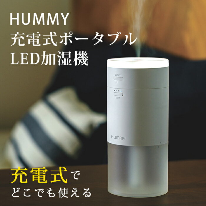 アピックスインターナショナル 卓上加湿器 HUMMY 充電式ポータブルLED加湿器 超音波 加湿 家電 加湿機 パーソナル ミニ 小型 省スペース コンパクト 卓上 デスク 寝室 枕元 LED ライト 充電 吸水スティック 持ち運び 職場 自動OFF オフタイマー ホワイト apix アピックス 防災 ライト コードレス USB オフィス