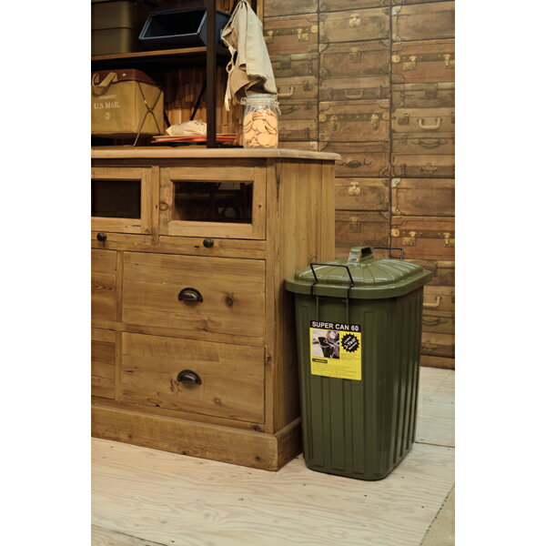 スーパーカン 60L 東谷 ゴミ箱 ファニチャー 屋外 屋内 シンプル ナチュラル 日本製 スチール 収納 コンパクト インテリア スタイリッシュ シンプル 便利 ガーデニング ミリタリー [3]