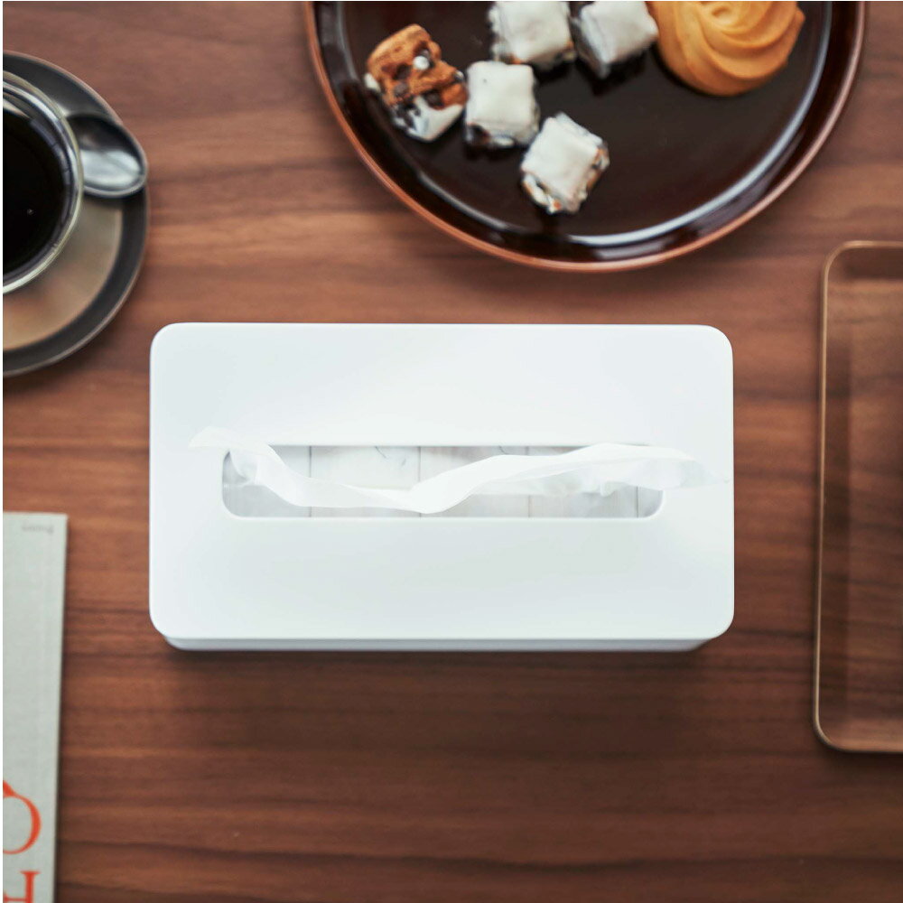 コンパクトティッシュケース タワー ハイタイプ 山崎実業 木ネジ付き 壁掛け フック ひっかけ 壁面 浮かせる おしゃれ シンプル 高見え 便利 インテリア チリ紙 防止 ティッシュ入れ 収納 [3]