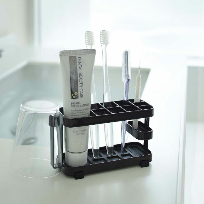 タワー トゥースブラシスタンド ワイド ブラック 07849 | 山崎実業 tower YAMAZAKI 洗面 歯ブラシ 歯磨..