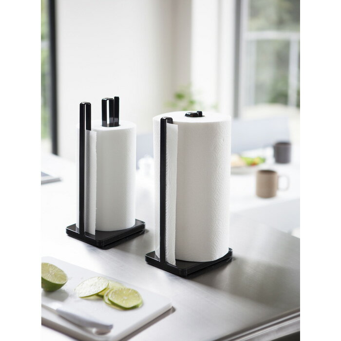 片手で切れるキッチンペーパーホルダー タワー ブラック 03262 | キッチン 家事 料理 ペーパー ホルダー 入れ物 おしゃれ シンプル 片手 山崎実業 YAMAZAKI(3)
