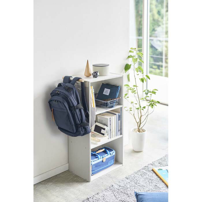 カラーボックス横 ランドセル＆リュックハンガー リン ナチュラル 山崎実業 YAMAZAKI リビング フック 引っ掛け スチール キャビネット バッグ リュック ランドセル かばん 折り畳み 傘 アンブレラ 簡単 取り付け スペース 利用 収納 整理 整頓 ギフト シンプル 便利