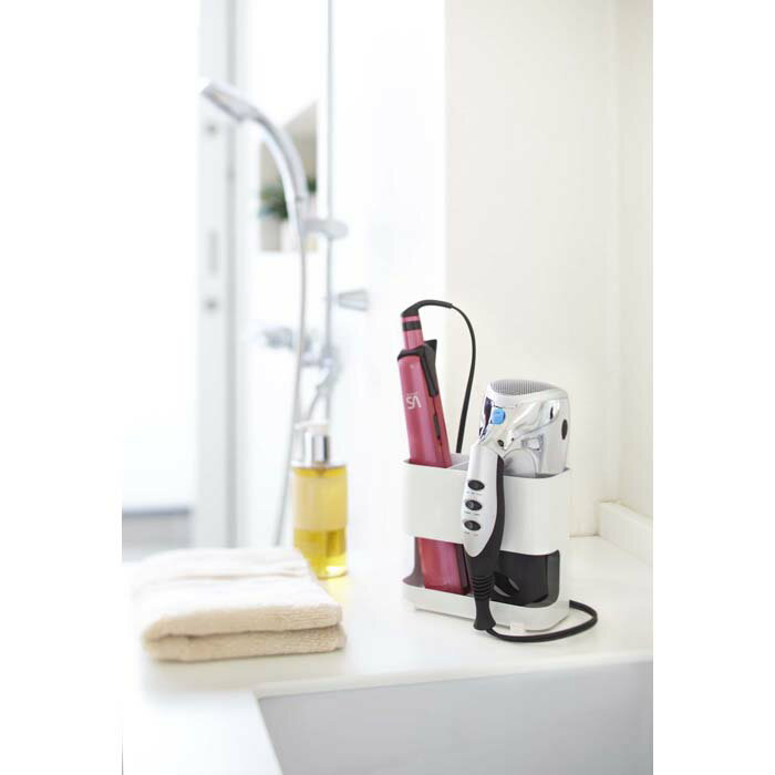 ドライヤー&ヘアーアイロンホルダー ボーテス ホワイト 07593 | 山崎実業 YAMAZAKI サニタリー バス 風呂 プレゼント 立て シンプル おしゃれ...