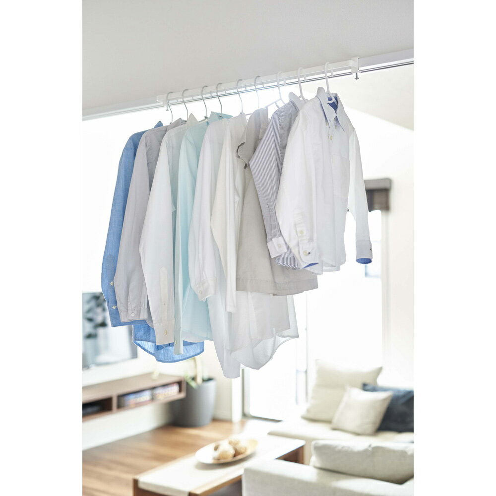 室内物干しハンガーバー タワー 山崎実業 おしゃれ シンプル 高見え 便利 インテリア 空間 収納 洗面 乾かす 物干し竿 アタッチメント 拡張