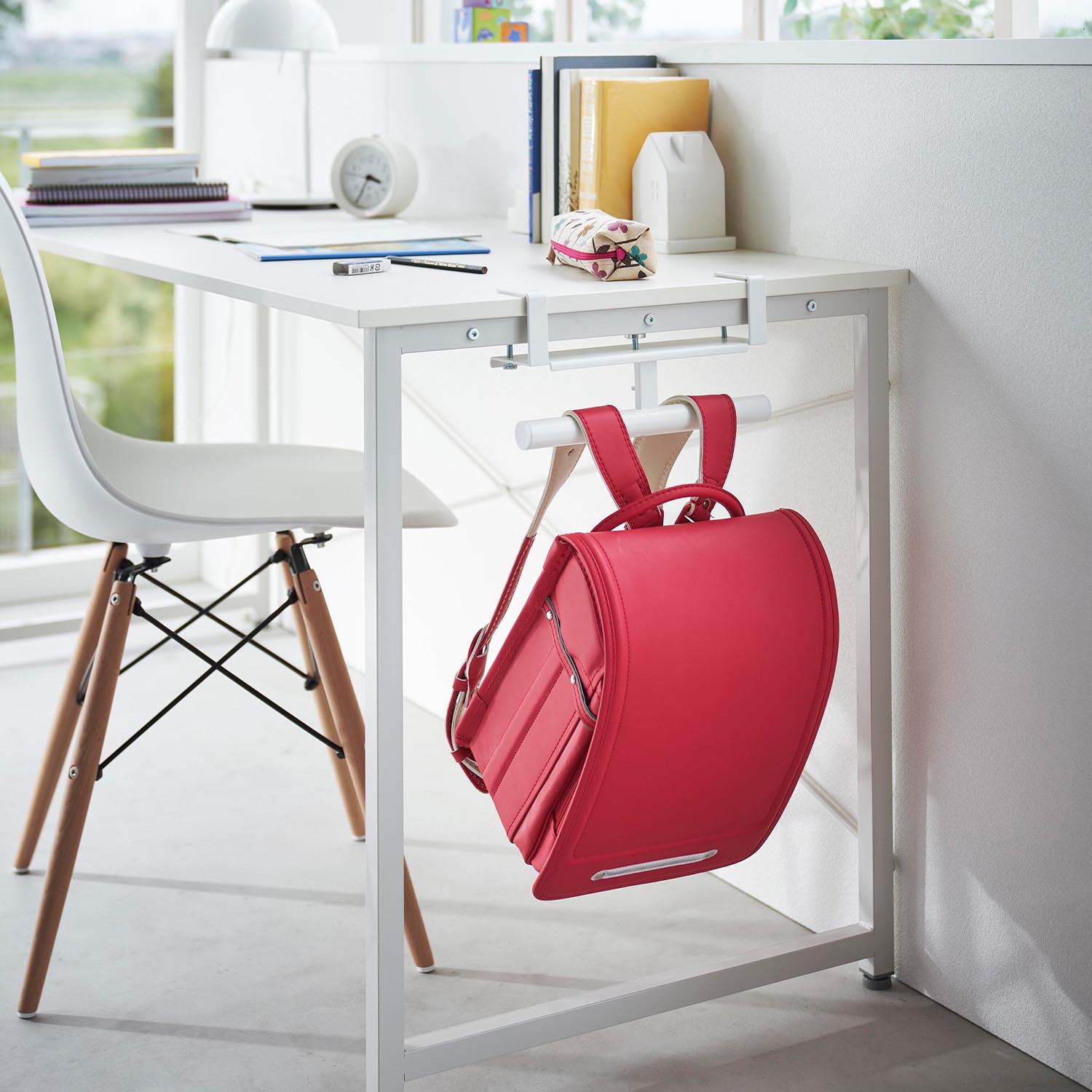 【送料無料】デスク横ランドセル＆リュックハンガー タワー TOWER 山崎実業 ホワイト ブラック ランドセル リュックサック 新学期 新生活 ハンガー ラック デスク横 おしゃれ 便利 2030 2031