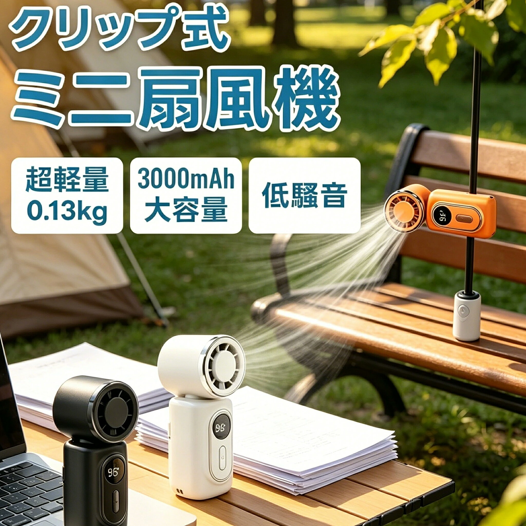 クリップ式 ミニポータブル扇風機 おしゃれ クリップファン ファン 超小型 首掛け扇風機 USB充電 静音 ミニポータブル高速ハンディファン 扇風機 5段階風量 携帯扇風機 大風量 長時間使用可能 通勤 通学