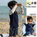 水着 男の子 キッズ セパレート ベビー水着 韓国風 男の子用水着 男児 子供用 上下セット こども みずぎ 長袖 ラッシュガード キッズ 子供 ベビー服 幼稚園 保育園 ショートパンツ 水遊び(4)