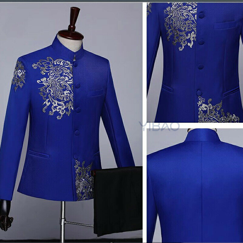 ステージ衣装 メンズ ステージ スーツ ジャケット パンツ セットアップ 刺繍 パーティ 司会 カラオケ イベント コスプレ 衣装 ダンス衣装 発表会 新年会 忘年会 余興 衣装 舞台衣装 男性 大人用 ハロウィン コスプレ おしゃれ メンズ 衣装 2点セット