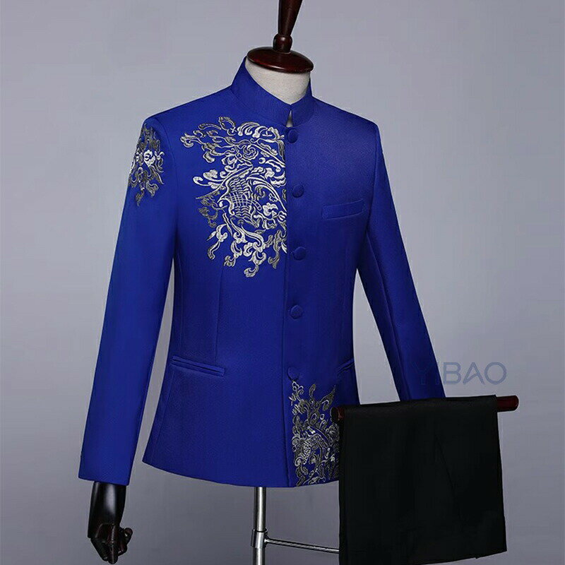 ステージ衣装 メンズ ステージ スーツ ジャケット パンツ セットアップ 刺繍 パーティ 司会 カラオケ イベント コスプレ 衣装 ダンス衣装 発表会 新年会 忘年会 余興 衣装 舞台衣装 男性 大人用 ハロウィン コスプレ おしゃれ メンズ 衣装 2点セット