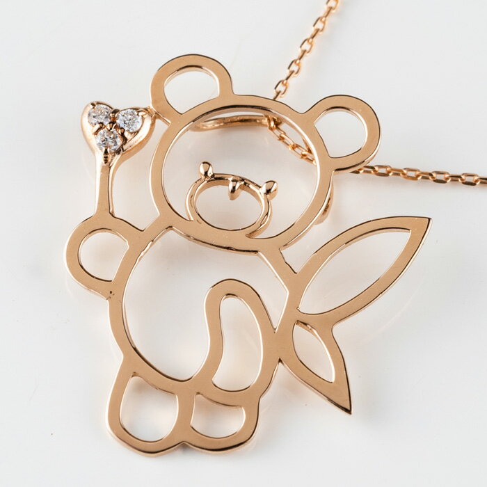Dream Bearネックレス 楽天市場】K18PG テディベア ダイヤモンド ネックレス クマ アニマル