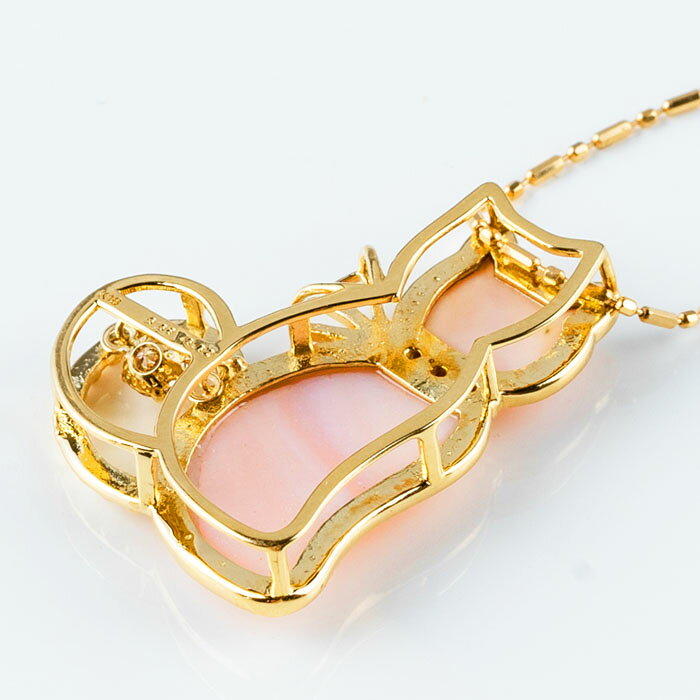 猫*ん様 18K　アジャスター　未使用品 楽天市場】K18 猫 ねこ ダイヤモンド ネックレス ネコ ピンク蝶貝