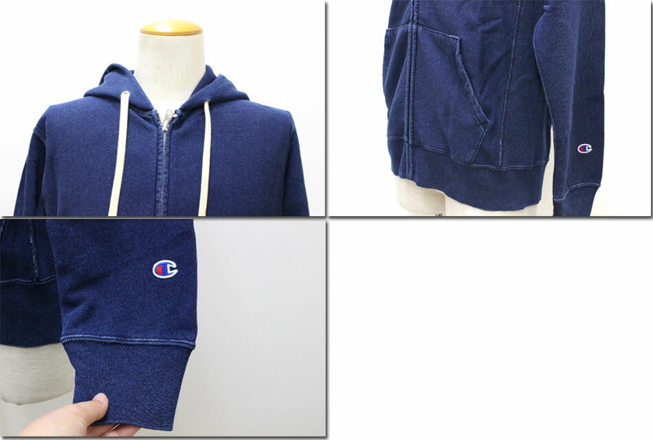 Champion　【チャンピオン】10ozリバースウィーブジップフードパーカー　インディゴ　C3-H102　【10P09Jul16】