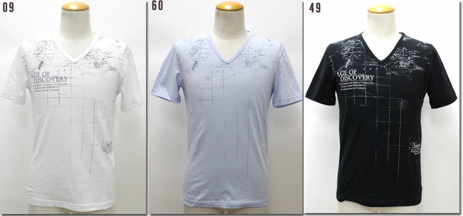 乐天商城 - NICOLE CLUB FOR MEN　【ニコルクラブフォーメン】　マッププリントVネックTシャツ　6264-9003　【10P09Jul16】