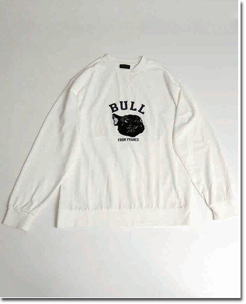 乐天商城 - modemdesign　【モデムデザイン】　カレッジ風デザインスウェット　長袖　パッチワークフレンチ　BULL　M-2410259