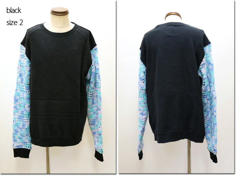 MR.REMAKEMAN　【ミスターリメイクマン】　Crochet Sleeve Sweat　クロシェット　スリーブ　スウェット　MR-2507651