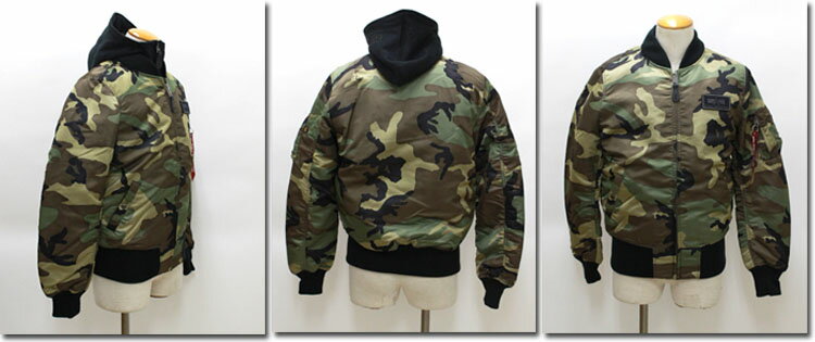 ALPHA 【アルファ】　 MA-1 D-TEC フライトジャケット フード付属　迷彩カモ 20012