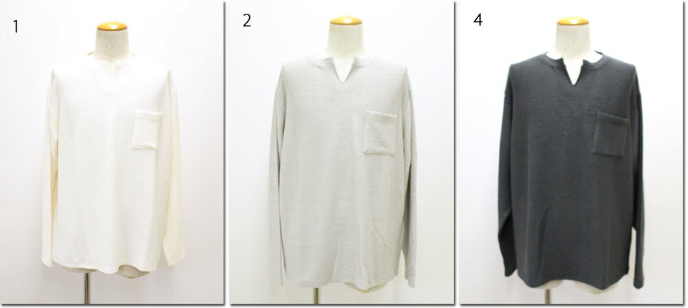 Rakuten - ALLOWED TO UNFOLD　【アロウドトゥアンフォールド】　ランダムリップルキーネックロングスリーブTee　長袖　ロンT　0702-41205