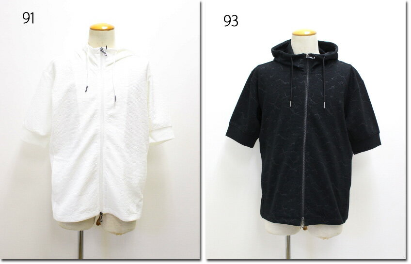 HIDEAWAYS NICOLE　【ハイダウェイニコル】　アラカルトエンボス　5分袖フルジップパーカー　4265-9905