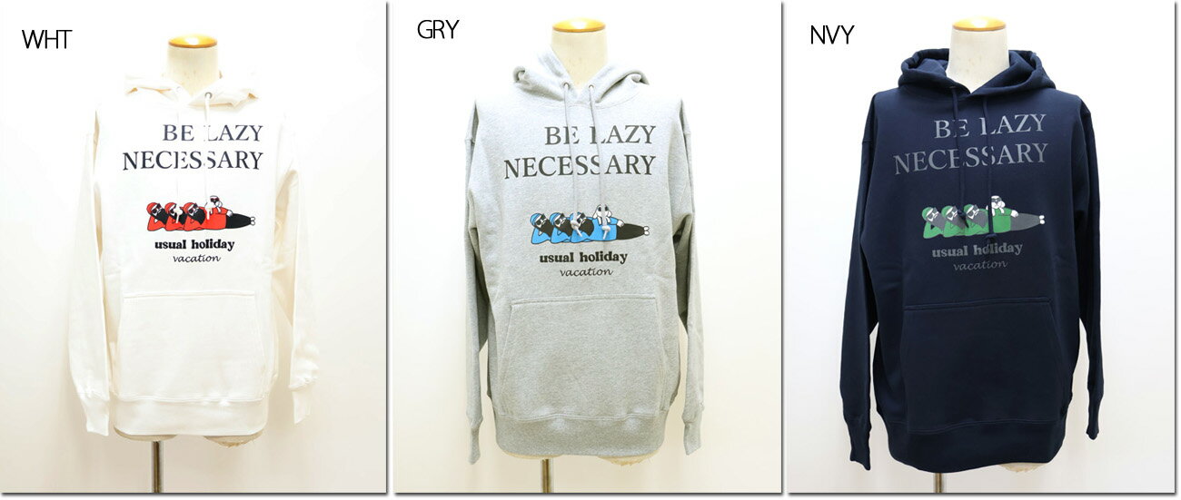 modemdesign　　FUN　プリントパーカー　おじさん&犬　BE LAZY NECESSARY　usual holiday　長袖　F-24080544