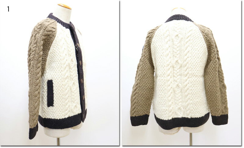 HIMALAYAN CLIMBER’S HAND-KNIT【ヒマラヤンクライマーズハンドニット】　手編み色切り替え　クルーカーディガン　HCK-F71