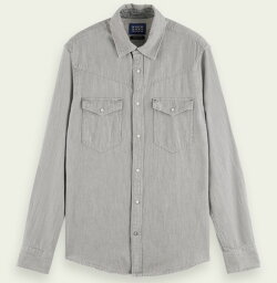 SCOTCH＆SODA 【スコッチ＆ソーダ】　ウォッシュデニム　グレー　レギュラーフィット　ロングスリーブ　長袖シャツ　　282-51424